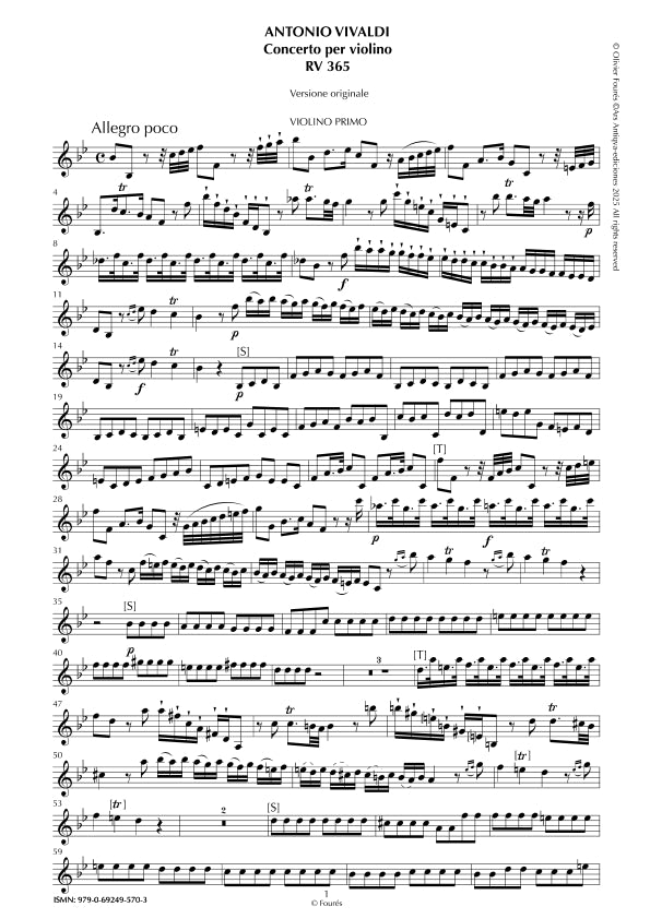 RV 365 Concerto per Violino in Si-b maggiore