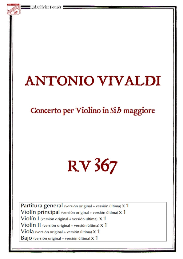RV 367 Concerto per Violino in Si-b maggiore