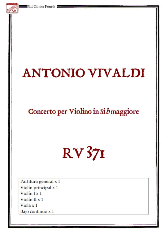 RV 371 Concerto per Violino in SI-b maggiore