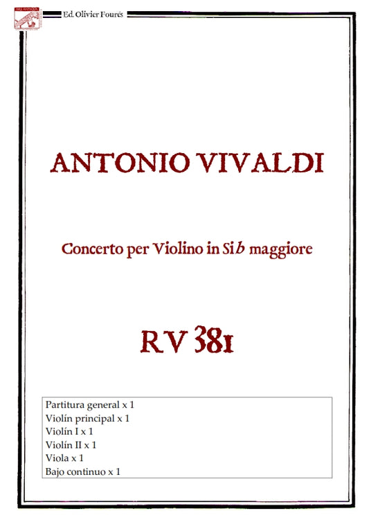 RV 381 Concerto per Violino in SI-b maggiore