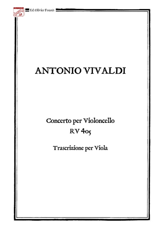 TRASCRIZIONE PER VIOLA dal Concerto per Violoncello RV 405