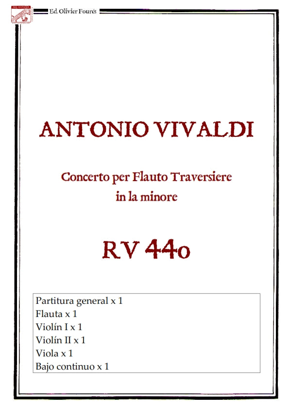 RV 440 Concerto per Flauto Traversier in la minore
