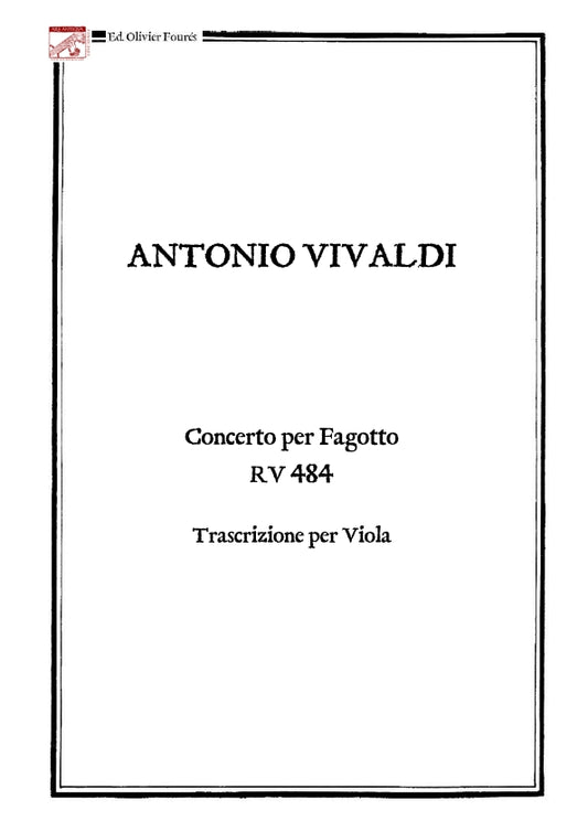 TRASCRIZIONE PER VIOLA dal Concerto per Fagotto RV 484