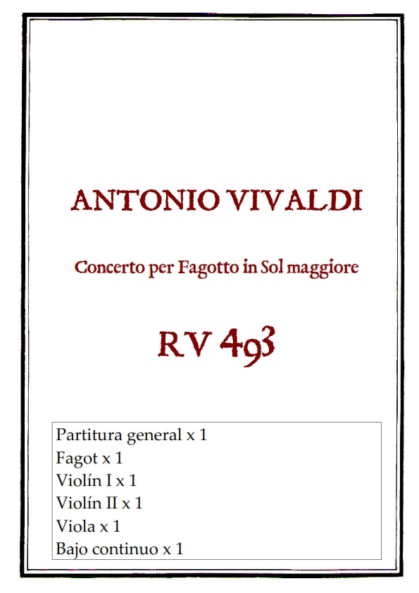 RV 493 Concerto per Fagotto in Sol maggiore