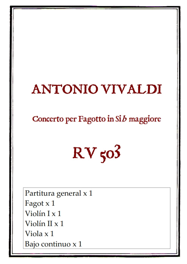 RV 503 Concerto per Fagotto in Si-b maggiore