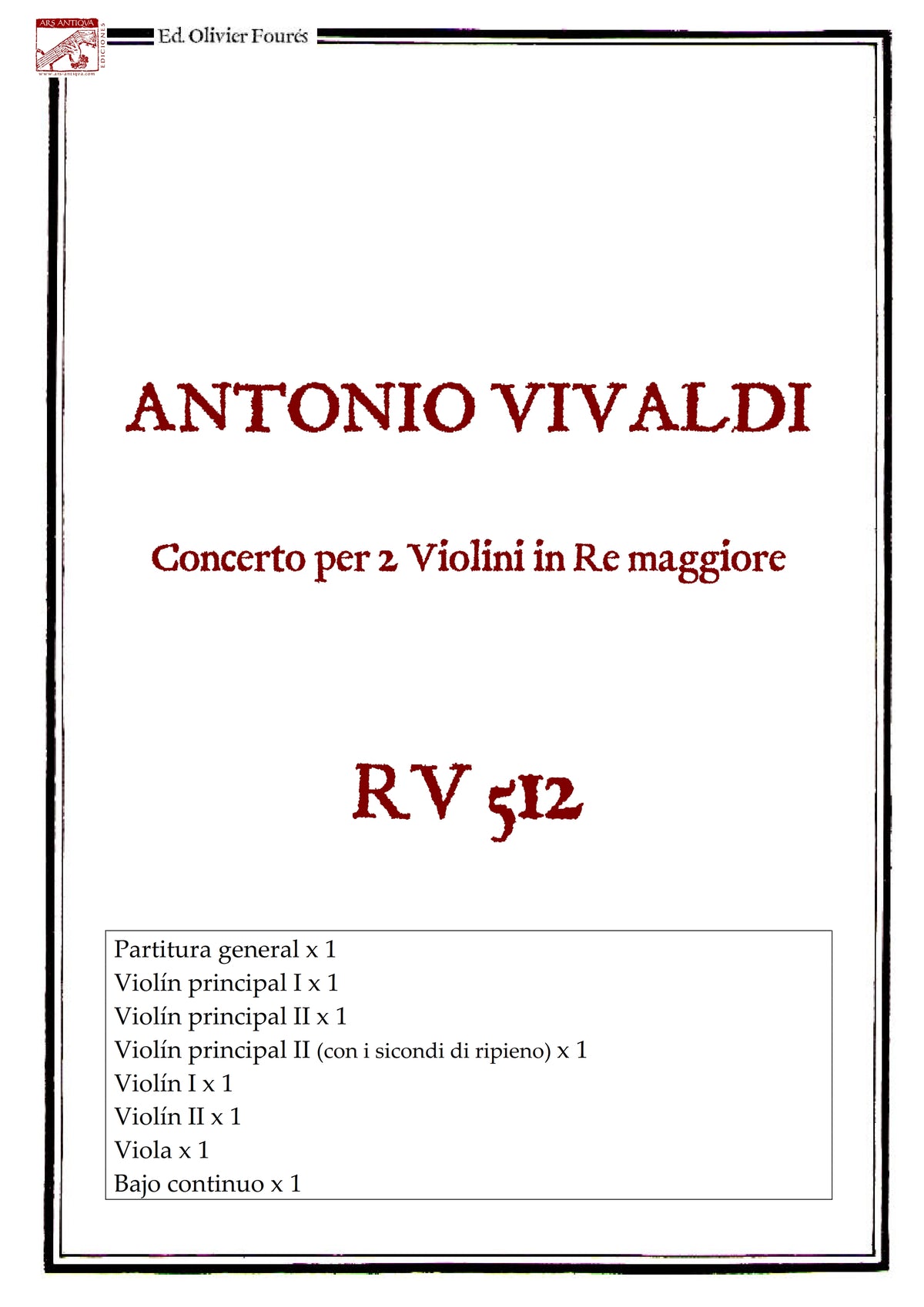 RV 512 Concerto per 2 Violini in Re maggiore