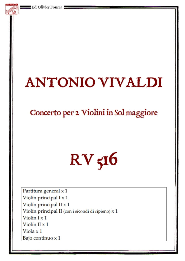 RV 516 Concerto per 2 Violini in Sol maggiore