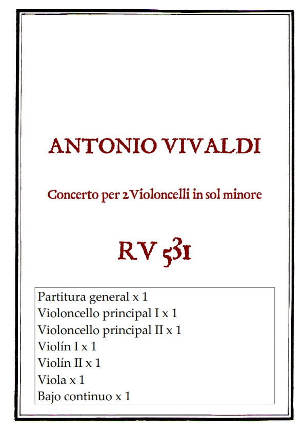 RV 531 Concerto per 2 Violoncelli in sol minore
