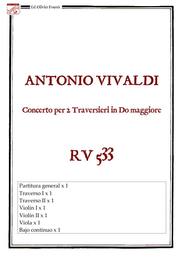 RV 533 Concerto per 2 Traversieri in Do maggiore