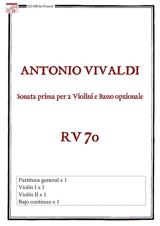 RV 70 Sonata prima per 2 Violini e Basso opzionale in Fa maggiore