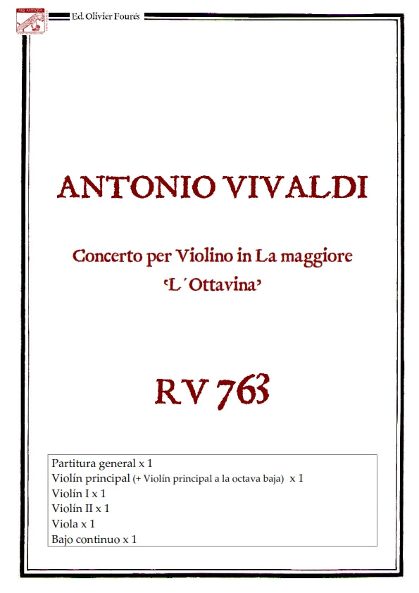 RV 763 Concerto per Violino in La maggiore -L´OTTAVINA-