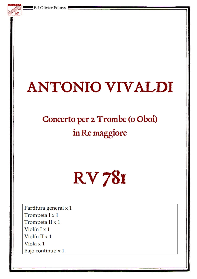 RV 781 Concerto per 2 Trombe (o Oboi) in Re maggiore