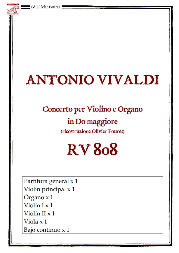 RV 808 Concerto per Violino e Organo in Do maggiore -ricostruzione Olivier Fourés-