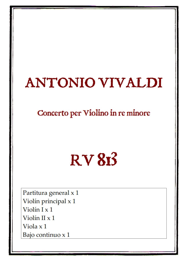 RV 813 Concerto per Violino in re minore