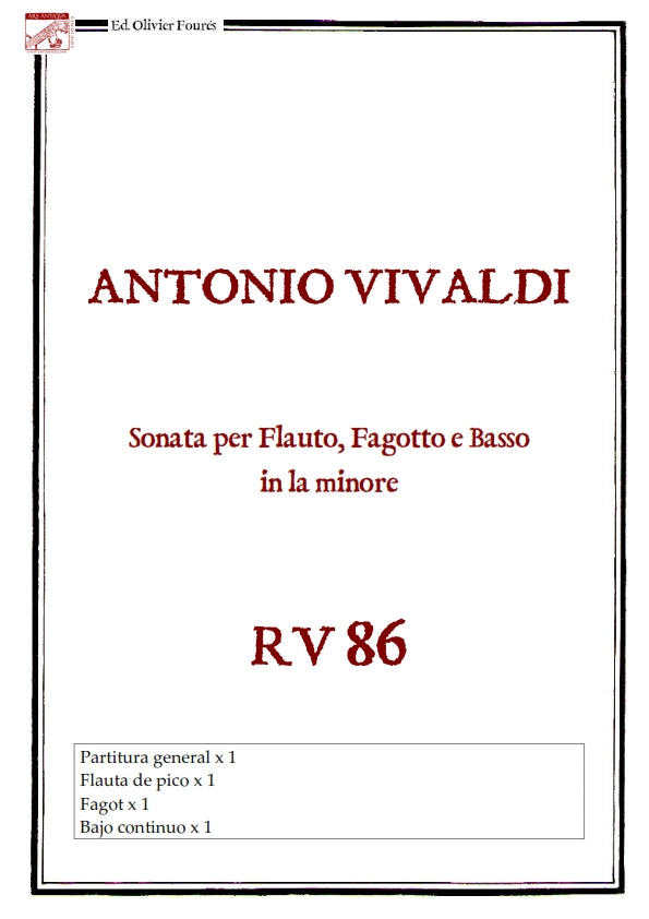 RV 86 Sonata per Flauto, Fagotto e Basso in la minore