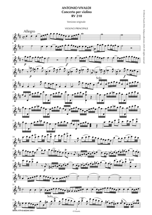 RV 210 Concerto per Violino in Re maggiore "Il Cimento dell´Armonia e dell´Invenzione" opera ottava N.XI