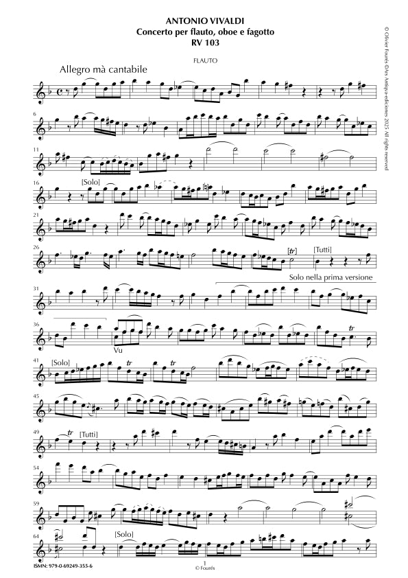 RV 103 Concerto per Flauto, Oboè e Fagotto in sol minore