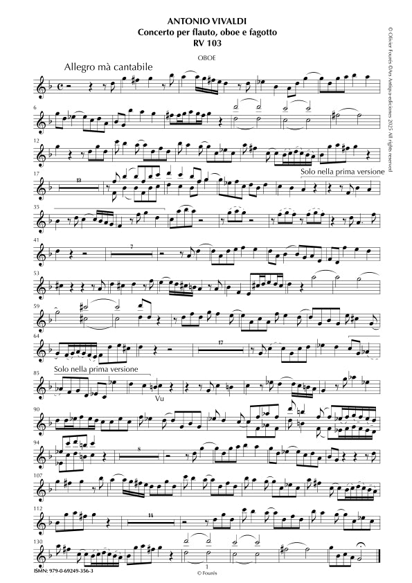 RV 103 Concerto per Flauto, Oboè e Fagotto in sol minore
