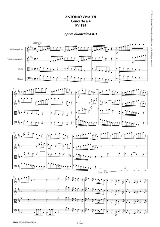 RV 124 Concerto per archi in Re maggiore. Opera duodecima n.III