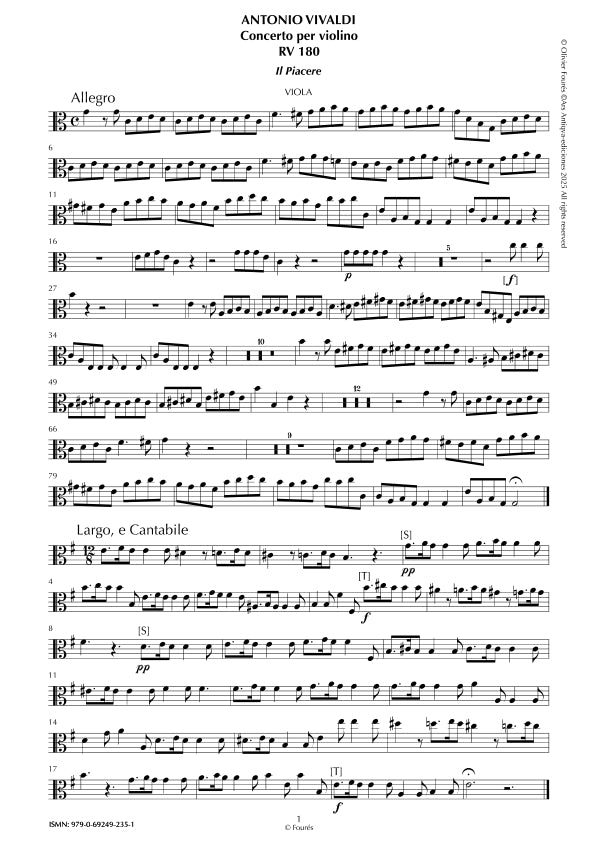 RV 180 Concerto per Violino in Do maggiore -IL PIACERE- "Il Cimento dell´Armonia e dell´Invenzione" opera ottava N.VI