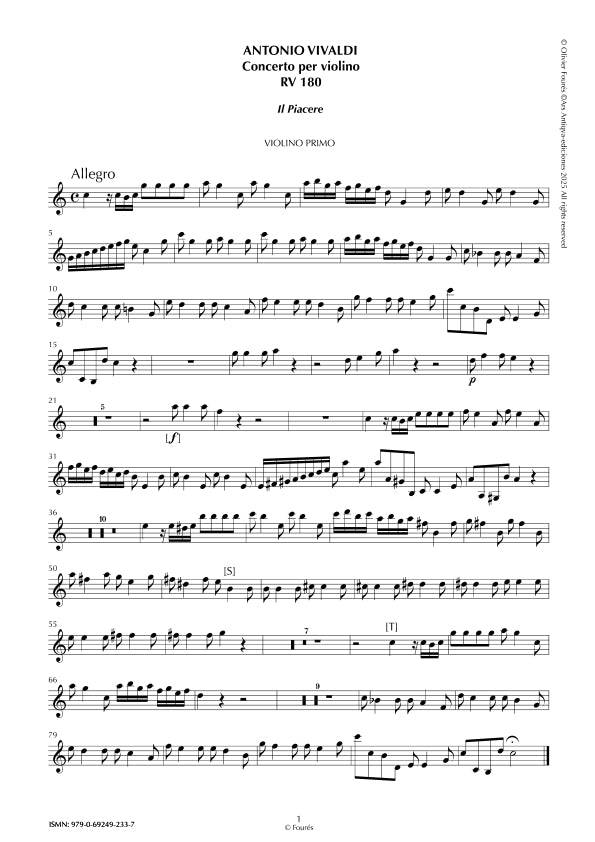 RV 180 Concerto per Violino in Do maggiore -IL PIACERE- "Il Cimento dell´Armonia e dell´Invenzione" opera ottava N.VI