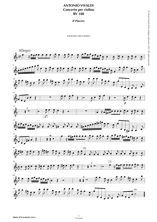 RV 180 Concerto per Violino in Do maggiore -IL PIACERE- "Il Cimento dell´Armonia e dell´Invenzione" opera ottava N.VI