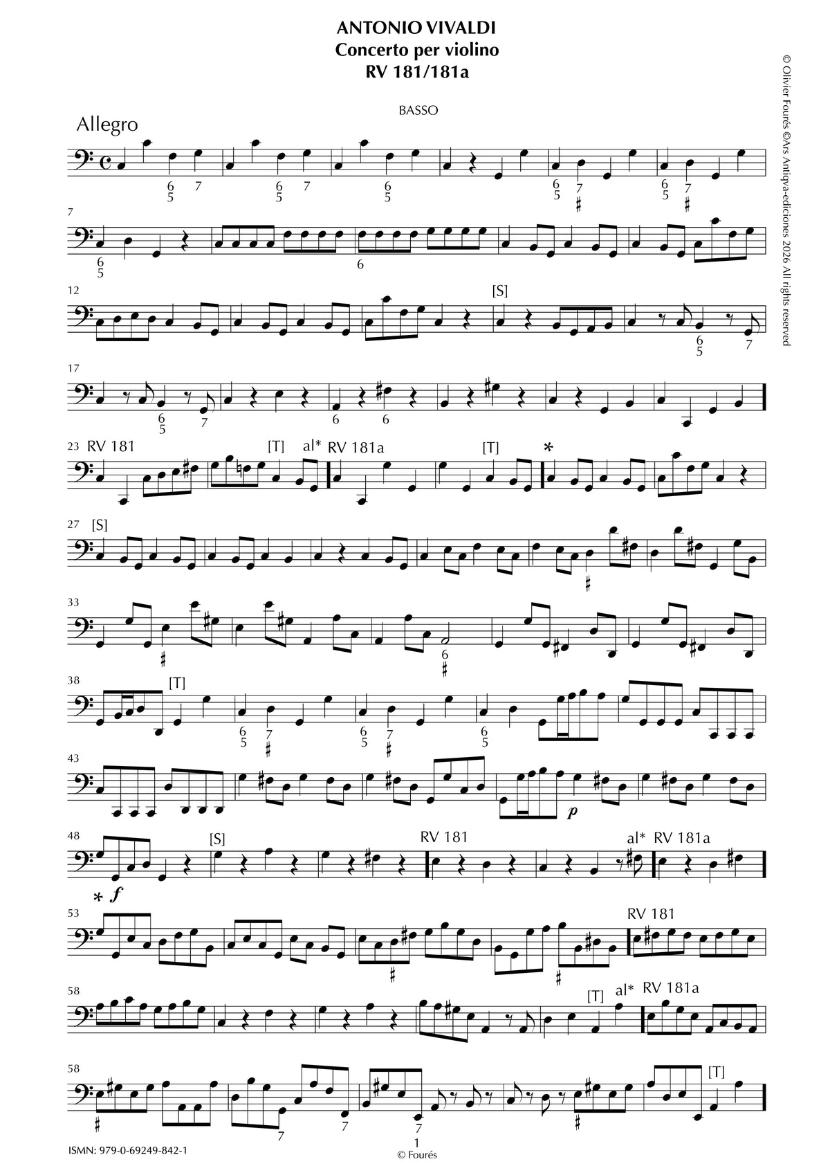 RV 181 / RV 181 a Concerto per Violino in Do maggiore  "La Cetra" opera nona n.I