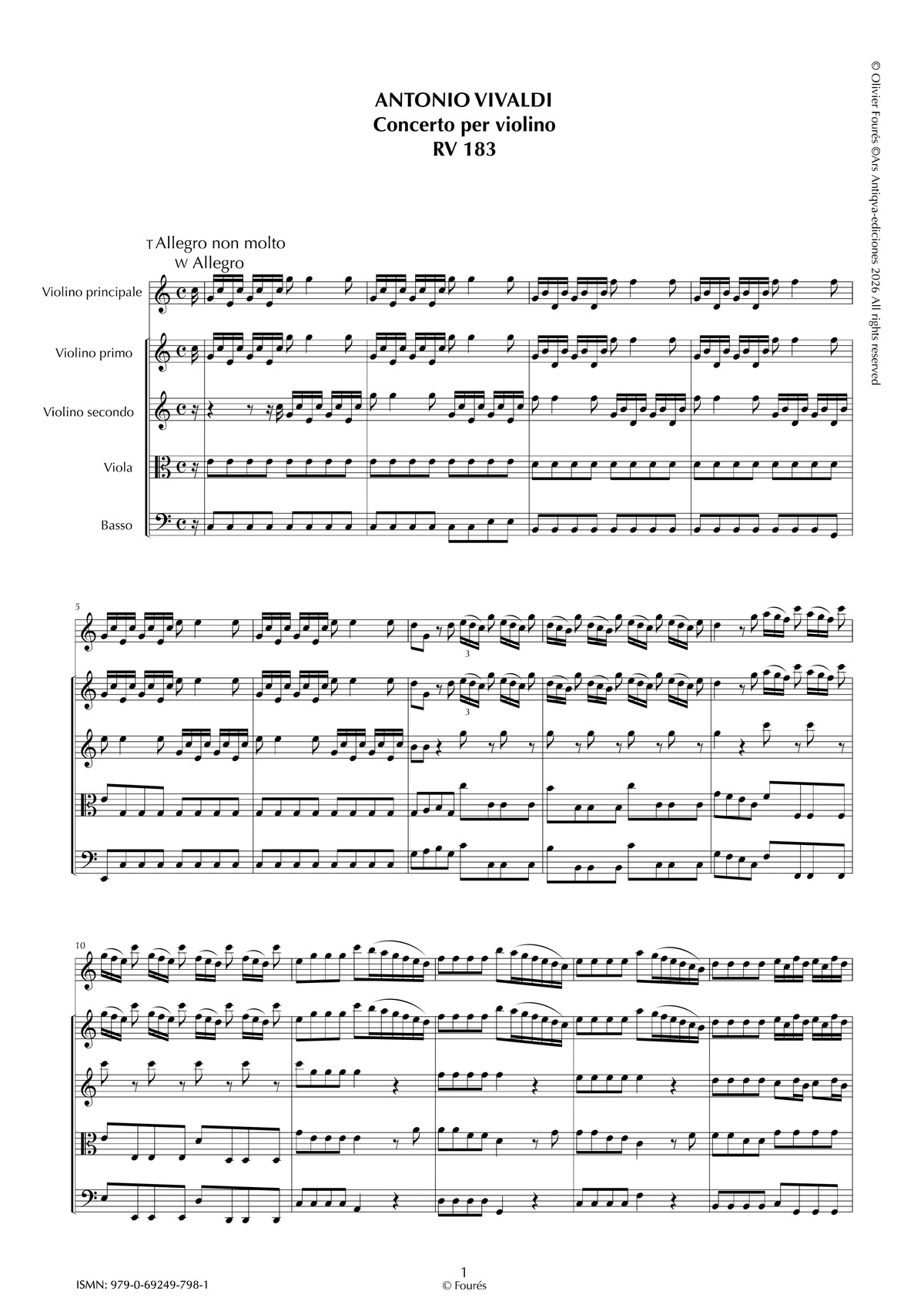 RV 183 Concerto per Violino in Do maggiore