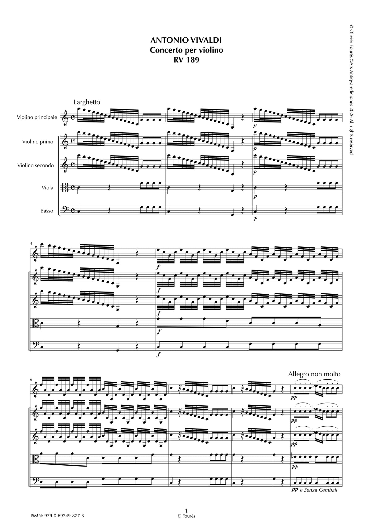 RV 189 Concerto per Violino in Do maggiore