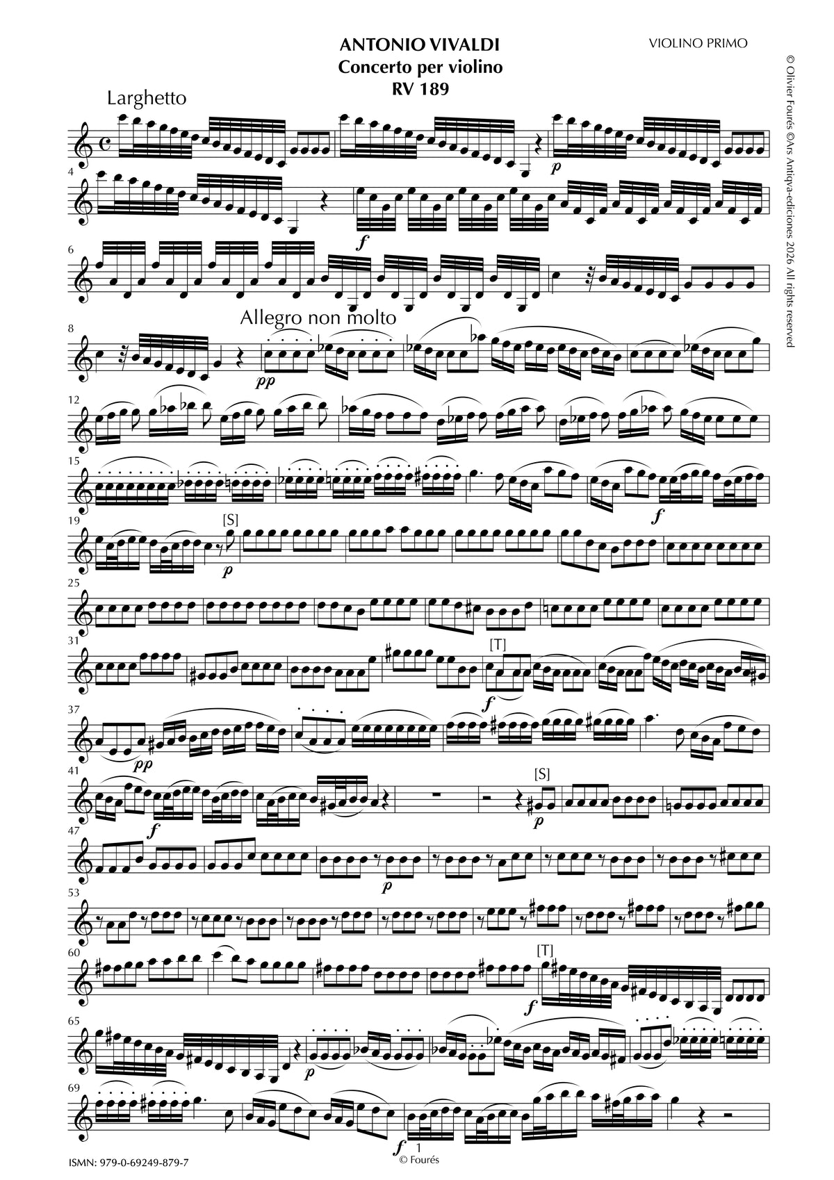 RV 189 Concerto per Violino in Do maggiore