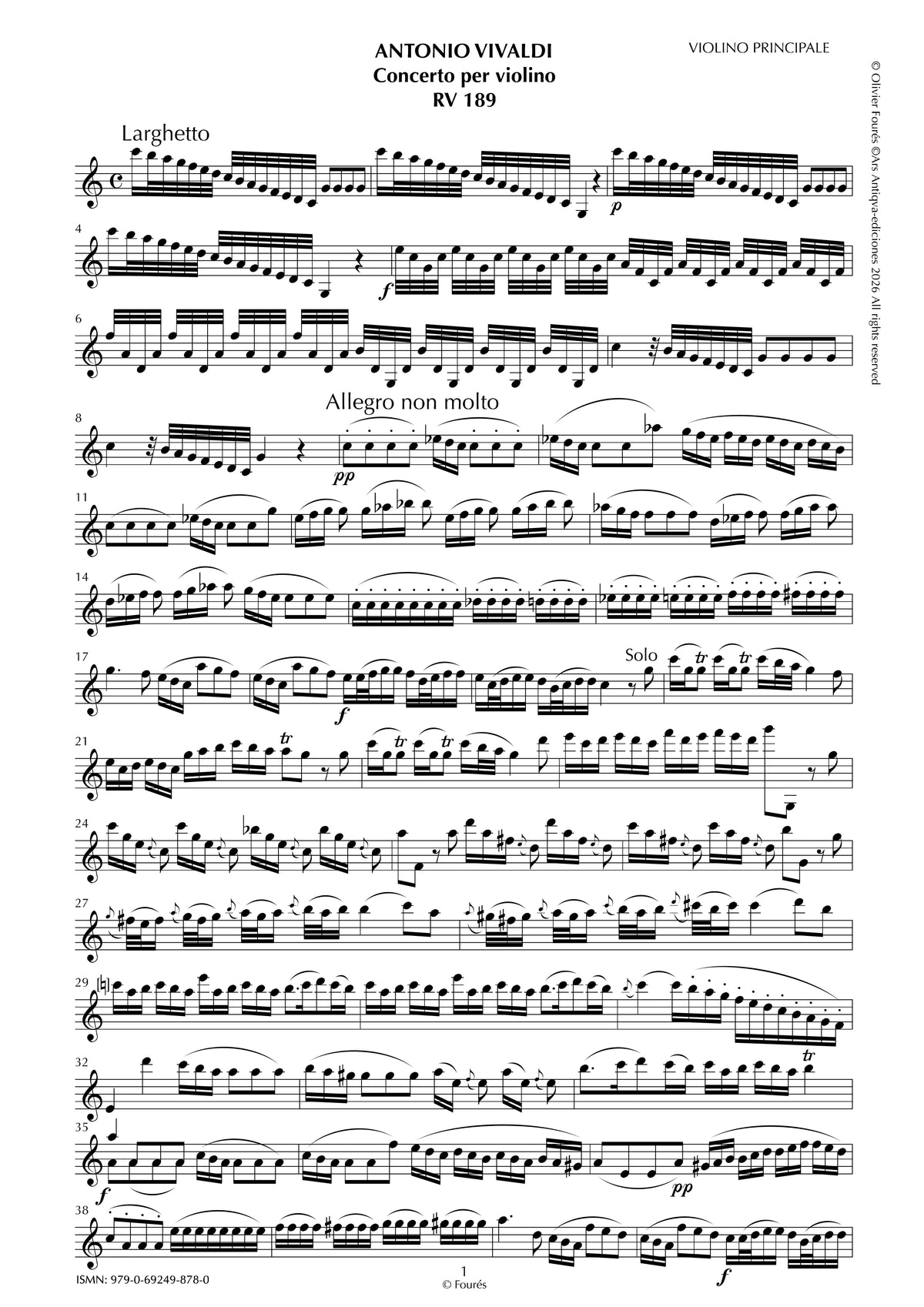 RV 189 Concerto per Violino in Do maggiore