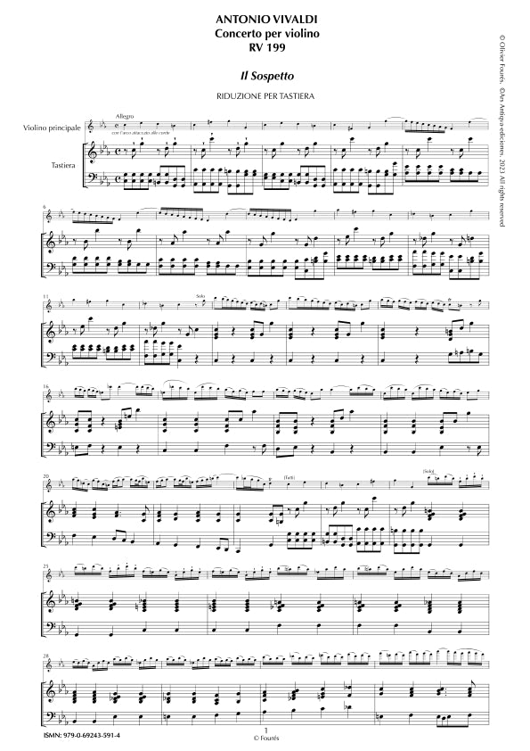 RV 199 Concerto per Violino in do minore -IL SOSPETTO-