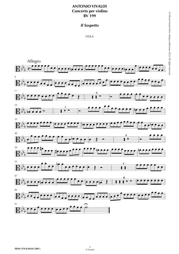 RV 199 Concerto per Violino in do minore -IL SOSPETTO-