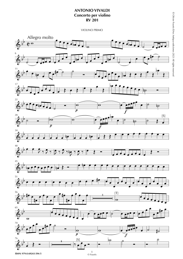 RV 201 Concerto per Violino in do minore