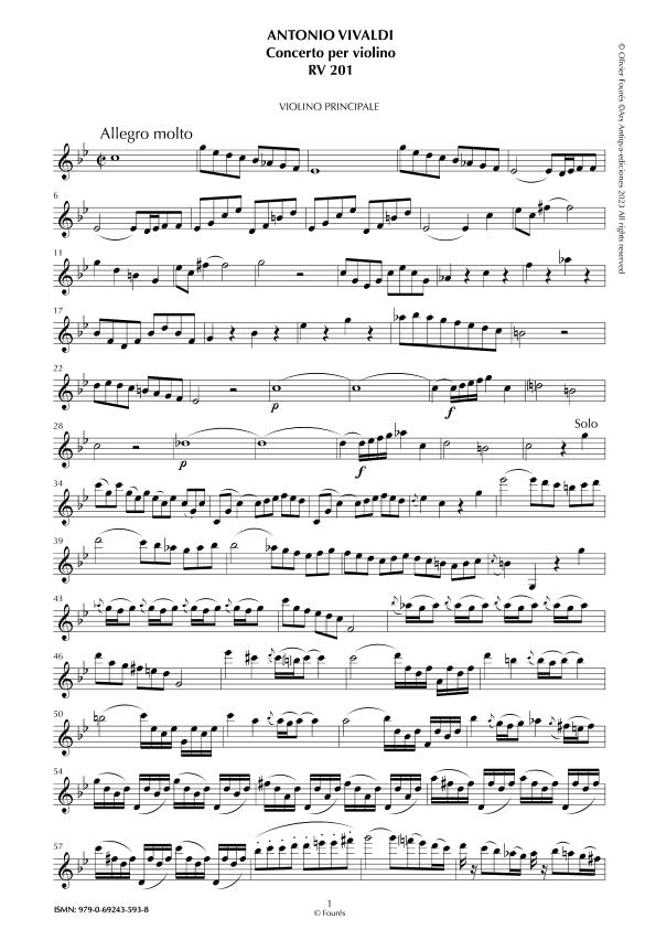 RV 201 Concerto per Violino in do minore