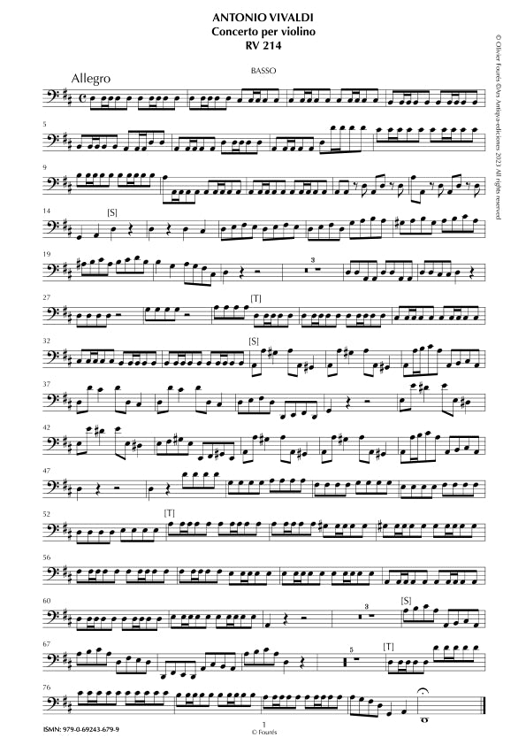 RV 214 Concerto per Violino in Re maggiore opera settima n.XII