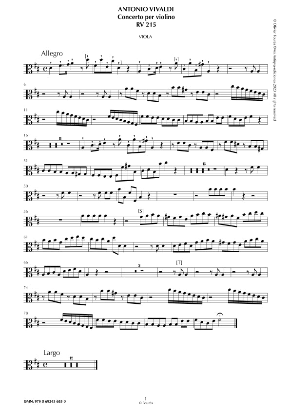 RV 215 Concerto per Violino in Re maggiore