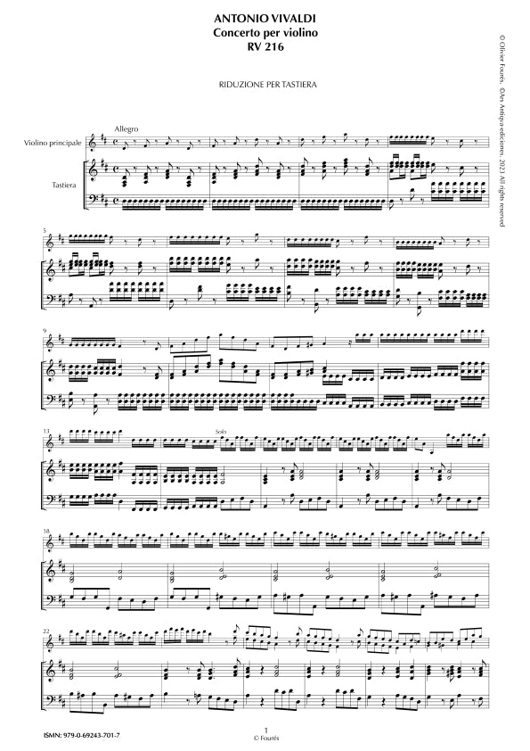 RV 216 Concerto per Violino in Re maggiore opera sesta n.IV