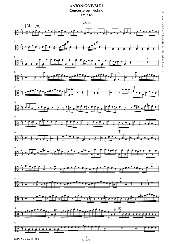 RV 218 Concerto per Violino in Re maggiore