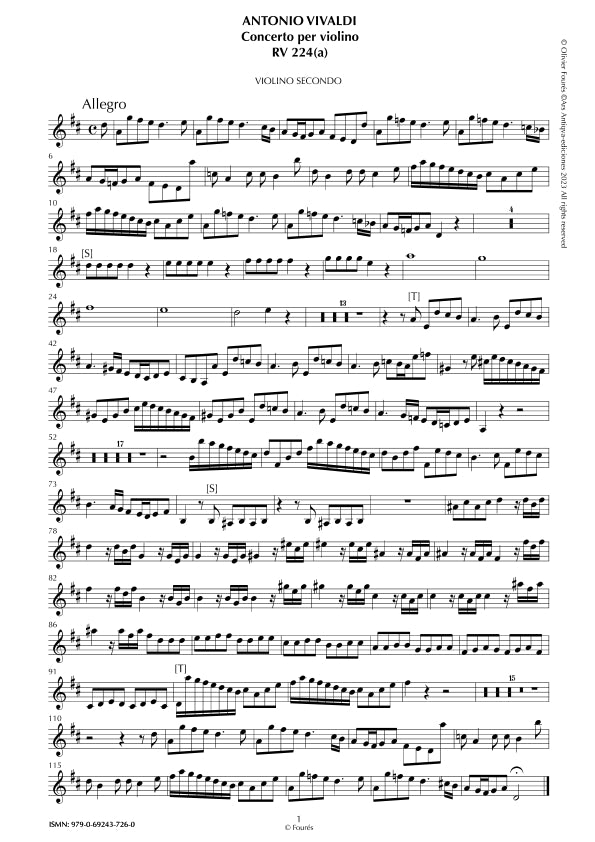 RV 224 / RV 224a Concerto per Violino in Re maggiore