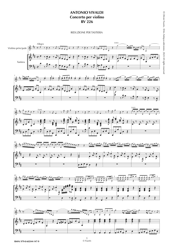 RV 226 Concerto per Violino in Re maggiore