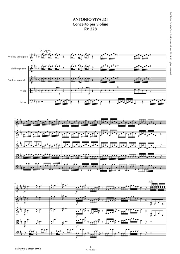 RV 228 Concerto per Violino in Re maggiore