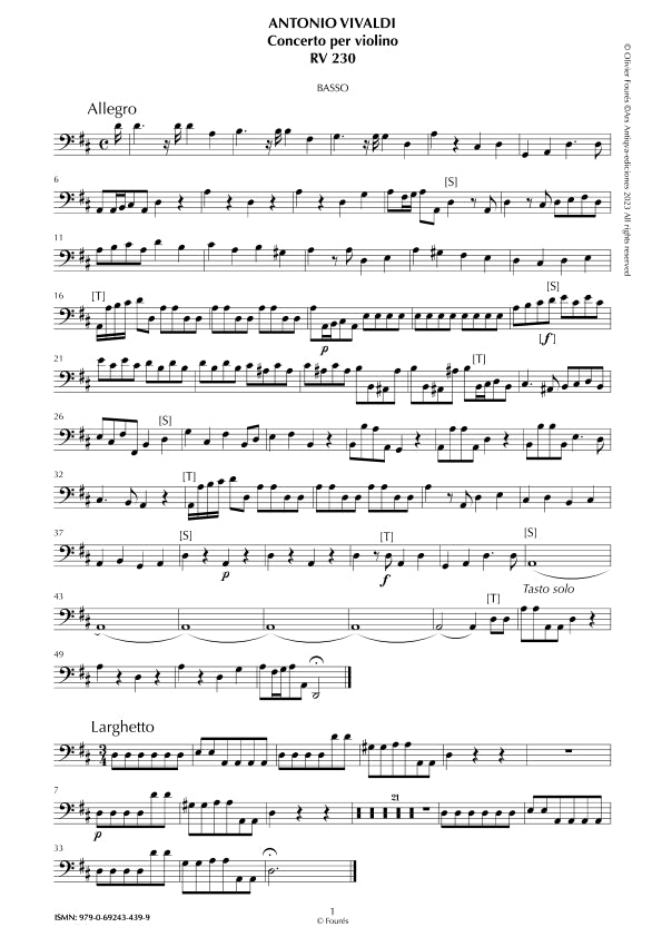 RV 230 Concerto per Violino in Re maggiore. "L´Estro armonico" Opera terza n.IX