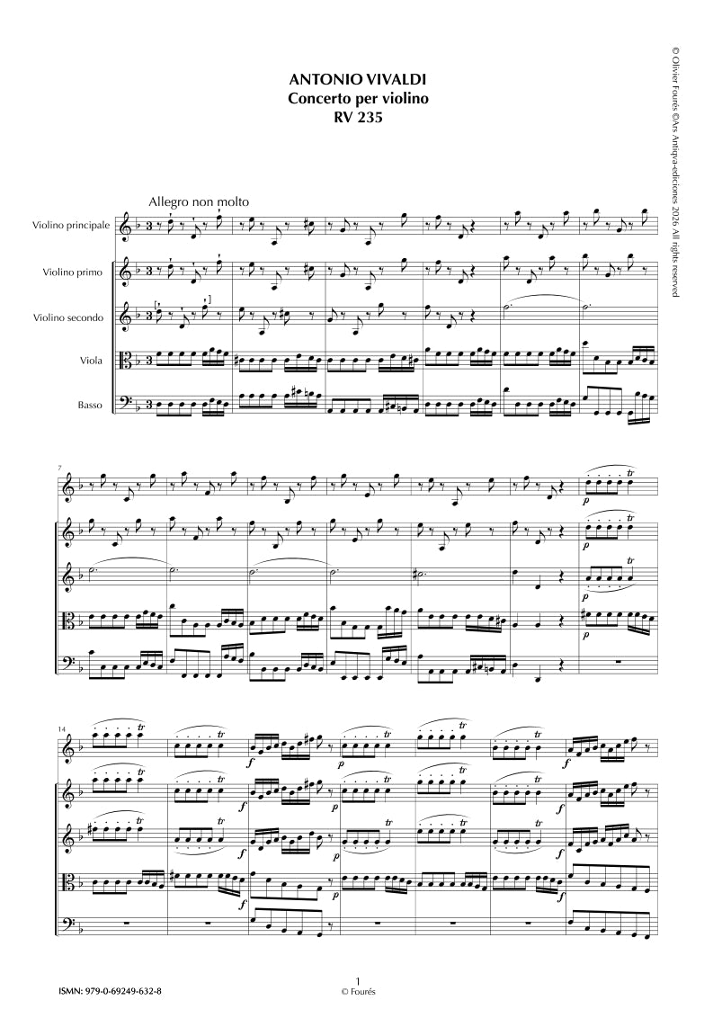 RV 235 Concerto per Violino in re minore