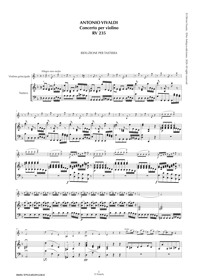 RV 235 Concerto per Violino in re minore