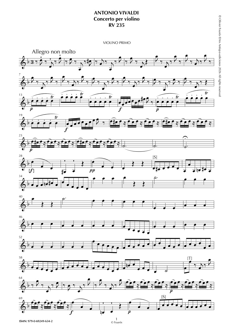 RV 235 Concerto per Violino in re minore