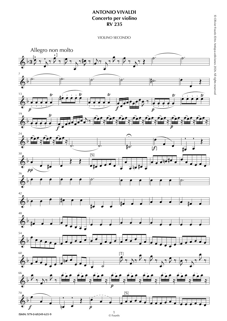 RV 235 Concerto per Violino in re minore