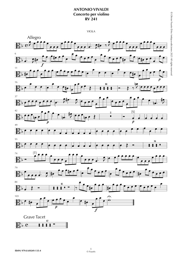 RV 241 Concerto per Violino in re minore