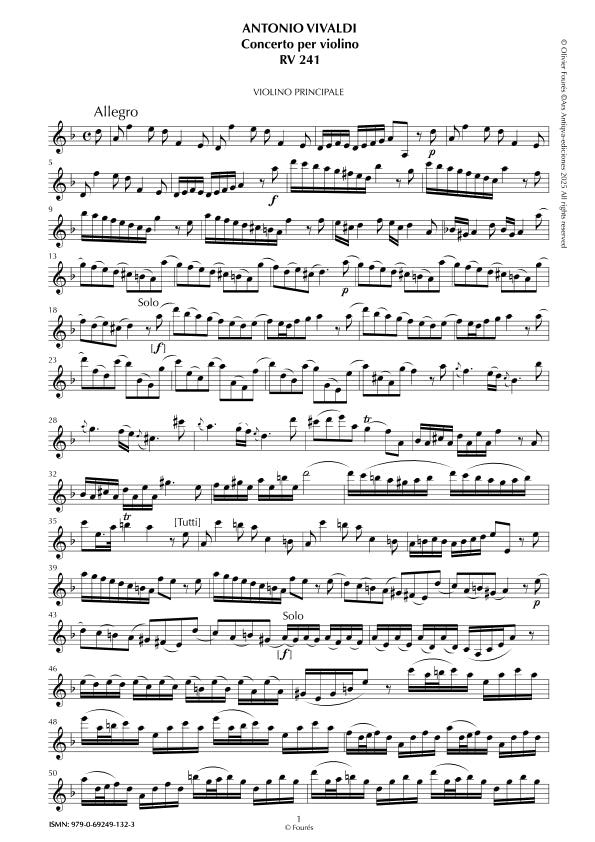 RV 241 Concerto per Violino in re minore