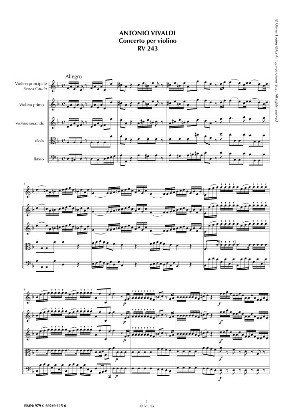 RV 243 Concerto per Violino in re minore - SENZA CANTIN-